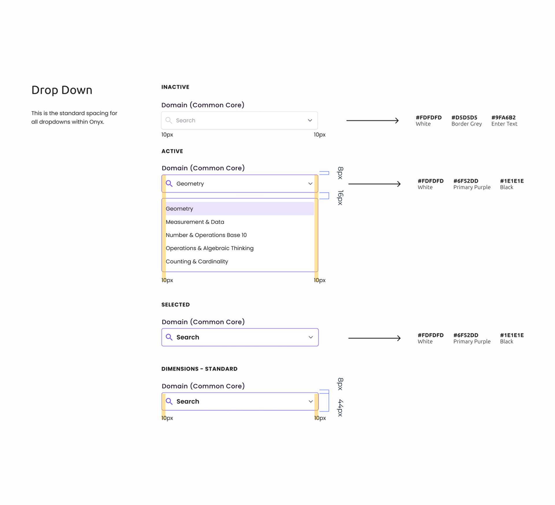 Onyx Design System — drop down
